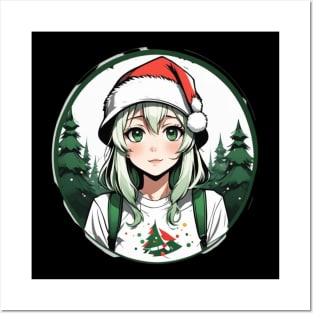 Green haired anime girl in red hat Posters and Art